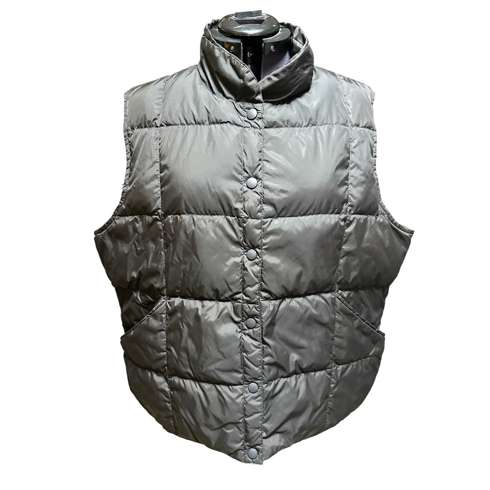 Lands End Womens Puffer Vest black Full snap XL